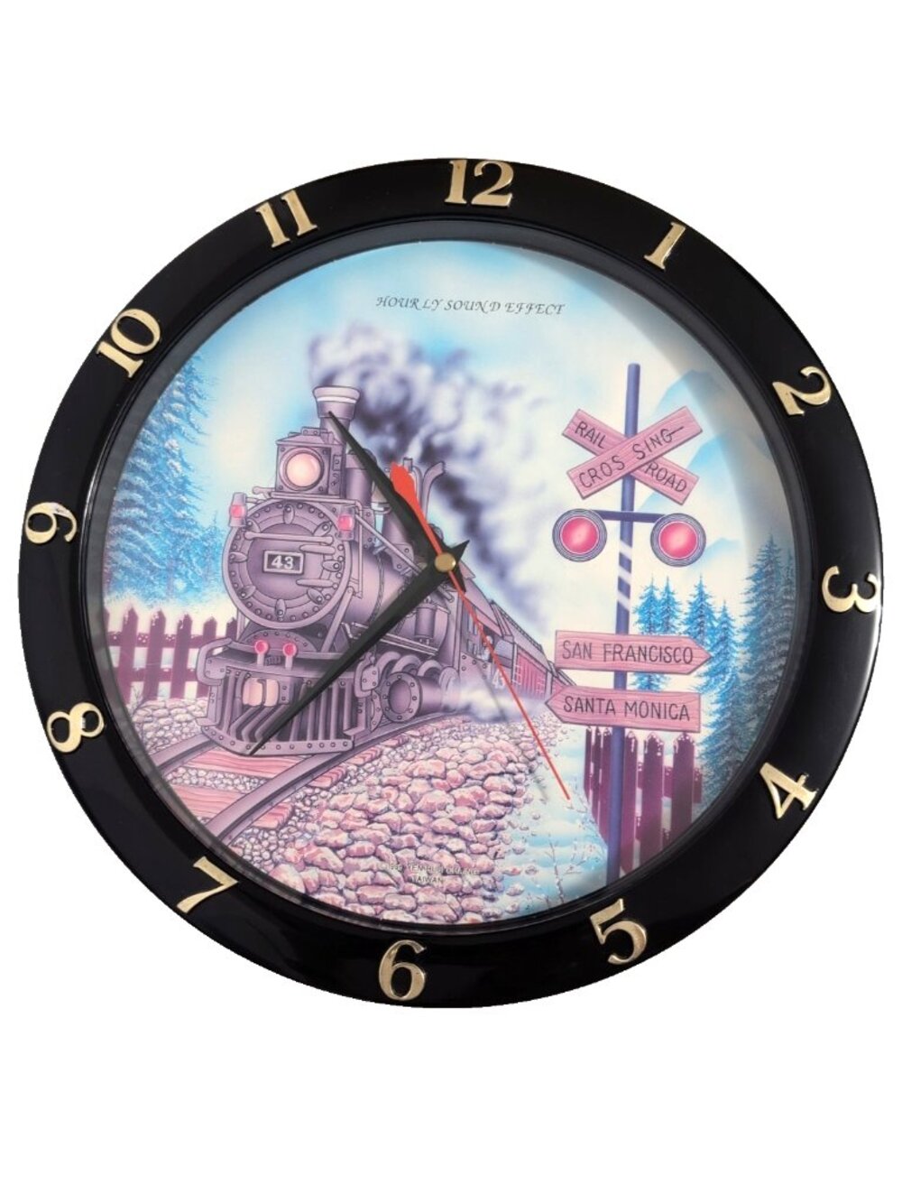 Vtg 90s Train Sounds Clock - Can Play Locomotive Sounds Every Hour 11.25" VGC
